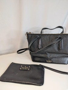 Kate Spade New York Lola Glitter Satchel & Black Clutch, Pre-owned