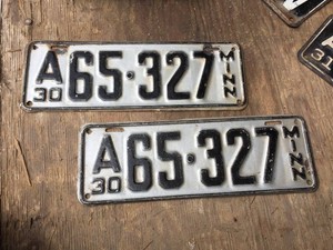 Vintage Pair 1930 Minnesota License Plates