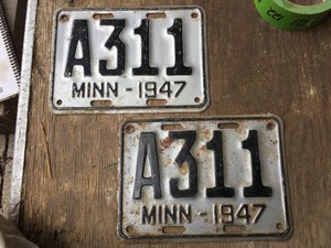 Vintage Pair 1947 Minnesota License Plates