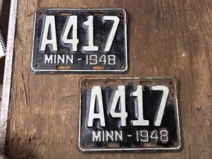 Vintage Pair 1948 Minnesota License Plates
