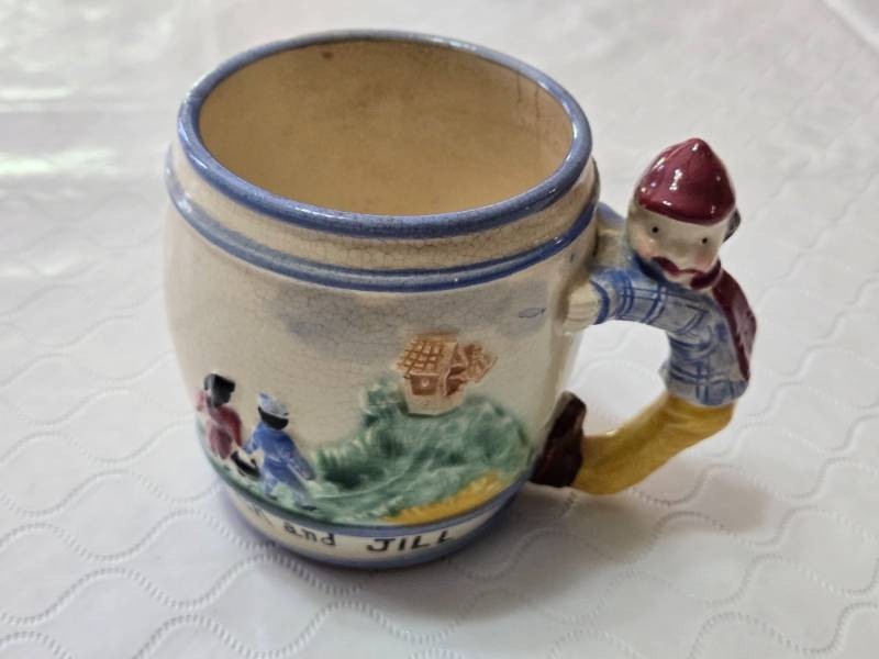 Pioneer Jack and Jill Ceramic Mug with Figure Handle Made in Japan