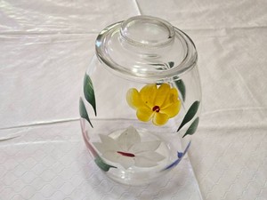 Hand-Painted Glass Jar with Lid