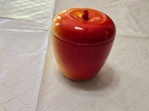 Ceramic Apple-Shaped Canister with Lid - 3.5 Tall