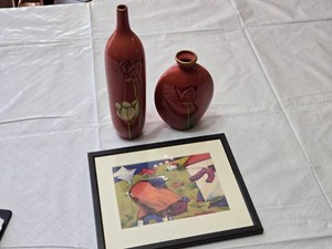 Vases with Floral Design and Framed Wall Art
