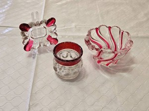 Peppermint Red Glass Candle Holders and Accessories