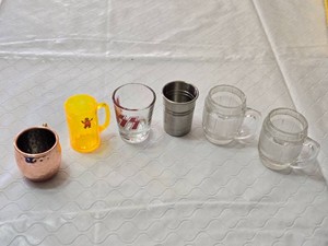 Copper Mug Shotglass, A&W Plastic Mini Mug, KISS Shot Glass, Metal Shot Glass