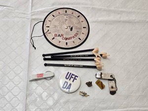 Bar Compass, Keychain, Bottle Opener, Pins, Stirrers, and Badge