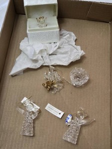 Delicate Glass Angel Figurines with Gold Accents