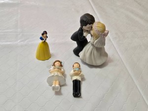 Wedding and Princess Cake Toppers including Snow White, Bride and Groom, and Two Choir Kids