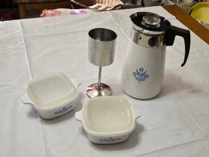 Corning Ware Coffee Pot (complete) and Casserole Dish Set