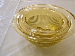 Set of Vintage Canary Yellow Glass Mixing Bowls