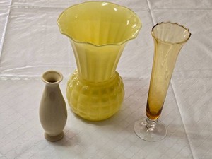 Lot of Vintage Yellow Shaded Vases and Decorative Items