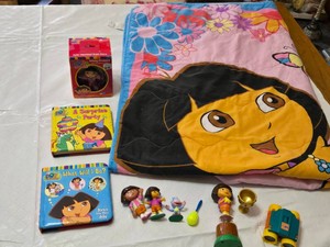 Dora the Explorer Themed Lot Including Books, Blanket and Toys