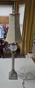 Ornate Table Lamp with Fabric Shade - 38