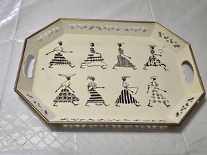 Decorative Tray with Fashion Illustrations