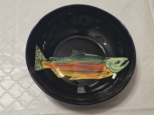 Clayworks Studio 2000 Fish Design Serving Bowl Hand Painted