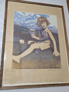 Framed Artwork by D McDaniel 1976 titled Risa and Numbered 1420 - 22x29.5