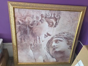 Framed Art Print of Marble Statue with Gold Ornate Frame - 44 34