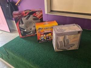 Armor All Complete Car Care Kit, Sandman Seat Covers, and Trophay 15 Wheel Covers