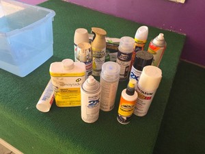 Rust-Oleum Spray Paint and Supplies Including Paint Thinner and Clear Wood Finish