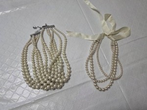 Pearl Necklace Lot including Ribbon Tie and Multi-Strand Clasp Necklaces