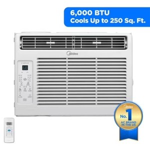 $216 Midea 6,000 BTU 115V Window Air Conditioner with Comfort Sense Remote, up to 250 Sq. ft., White, MAW06R1WWT-T, New