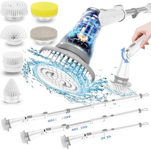 Lefree Electric Spin Scrubber, Electric Scrubber for Cleaning with 6 Replaceable Brush Heads, 2 Adjustable Speeds, 3 Adjustable Angles,Power Battery Upgrade, Portable for Cleaning Tile, Floor,Tub,Car