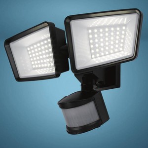 4 PACK Patriot Lighting  Solar-Powered Dual-Head 180  Motion Sensing LED Black Outdoor Security Flood Light