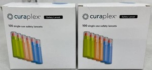 MSRP $60 2 NEW OPEN BOXES (140 TOTAL) CURAPLEX PRESSURE-ACTIVATED SAFETY LANCETS, 25 GAUGE, IDEAL FOR DIABETIC BLOOD GLUCOSE TESTING, FINGERSTICK CAPILLARY BLOOD COLLECTION, LABS, CLINICS, HEALTH SCREENINGS, EMS &amp HOME DIABETIC CARE, EXP 0727