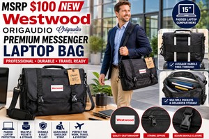 MSRP $100 NEW ORIGAUDIO WESTWOOD DELUXE MESSENGER LAPTOP BAG, PADDED COMPUTER BRIEFCASE, ADJUSTABLE SHOULDER STRAP, MULTIPLE STORAGE POCKETS, PROFESSIONAL BUSINESS, TRAVEL &amp COMMUTING BAG