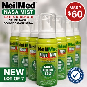 MSRP $60 NEW LOT OF 7 NEILMED NASA MIST EXTRA STRENGTH HYPERTONIC SALINE NASAL DECONGESTANT SPRAY 50ML, SINUS ALLERGY &amp COLD RELIEF CLEANSE, MOISTURIZE &amp SOOTHE EXP 112029