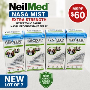 MSRP $60 NEW LOT OF 4 DR. HANAS NASOPURE NASAL WASH PERSONAL REFILL KITS, 20 BUFFERED SALINE MIXTURE PACKETS EACH (100 TOTAL), SINUS RINSE, ALLERGY, COLD &amp RHINITIS RELIEF, EXP 072026