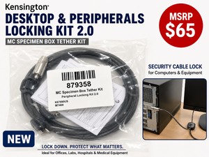 MSRP $65 NEW KENSINGTON DESKTOP &amp PERIPHERALS LOCKING KIT 2.0, MC SPECIMEN BOX TETHER KIT, PART # K67990US  M7469, SECURITY CABLE LOCK FOR COMPUTERS &amp EQUIPMENT