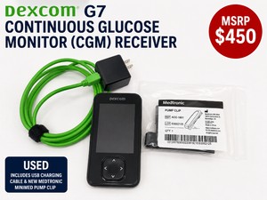 MSRP $450 DEXCOM G7 CONTINUOUS GLUCOSE MONITOR (CGM) RECEIVER, USED, INCLUDES USB CHARGING CABLE &amp NEW MEDTRONIC MINIMED PUMP CLIP (REF ACC-1801), PORTABLE COLOR DISPLAY FOR REAL-TIME GLUCOSE MONITORING, IDEAL REPLACEMENT OR SPARE RECEIVER