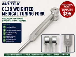 PROFESSIONAL MILTEX C128 WEIGHTED MEDICAL TUNING FORK, PRECISION ALUMINUM DIAGNOSTIC INSTRUMENT FOR NEUROLOGICAL EXAMS, VIBRATION SENSATION TESTING, DIABETIC NEUROPATHY SCREENING, HEARING &amp SENSORY ASSESSMENT, HOSPITAL &amp MEDICAL EDUCATION USE