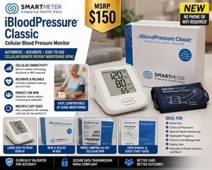 MSRP $150 NEW SMART METER iBLOODPRESSURE CLASSIC CELLULAR BLOOD PRESSURE MONITOR, AUTOMATIC DIGITAL BLOOD PRESSURE CUFF, CELLULAR REMOTE PATIENT MONITORING (RPM), NO PHONE OR WIFI REQUIRED, HOME, CLINIC, PHYSICIAN &amp TELEHEALTH USE