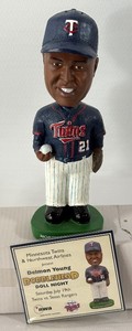 Delmon Young Northwest Airlines Green Base 2008 Minnesota Twins Baseball Bobblehead - In Box w Card