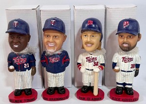 2008 Minnesota Twins Season Ticket Holder Bobblehead Set - Young, Gardenhire, Gladden, Aguilera - New in Boxes