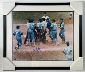 George Brett Autographed w Steinter COA Framed and Matted Baseball Photo Inscribed HOF 99