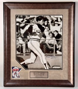 Rod Carew Autographed Custom Framed and Matted Minnesota Twins Baseball Piece