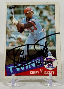 Kirby Puckett Autographed RC Inscribed "HOF 2001" EXTREMELY RARE! w/ Steve Grad COA Autograph Expert COA - 1985 Topps #536 Minnesota Twins Rookie Baseball Card