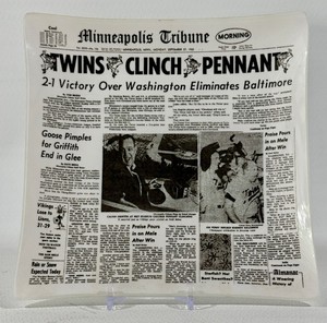1965 Minnesota Twins Twins Clinch Pennant Minneapolis Tribune Candy Dish - Vintage