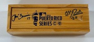Jose Berrios and Eddie Rosario Autographed Player Only Issued 2018 MLB Puerto Rico Series Domino Set