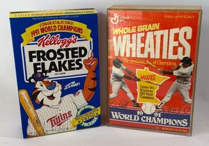(2) 1991 World Series Champions Minnesota Twins Baseball Wheaties Boxes