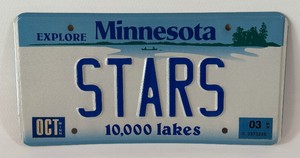 STARS Custom Minnesota Liscense Plate from 2003 - ONE OF A KIND - Minnesota North Stars Hockey