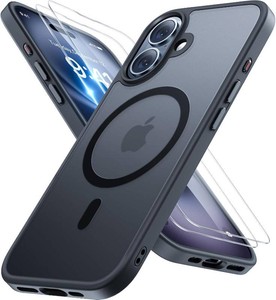 $18 Miracase Magnetic for iPhone 16 Case with 2X Screen Protectors Compatible with MagSafe Slim Thin Phone Case Military-Grade Protected for iPhone 16 Cover Bumper, Black