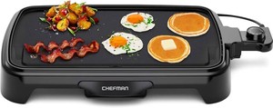 $35 Chefman Electric Griddle with Removable Temperature Control, Immersible Flat Top Grill, Burger, Eggs, Pancake Griddle, Nonstick Easy Clean Cooking Surface, Slide Out Drip Tray, 10 x 16 Inch