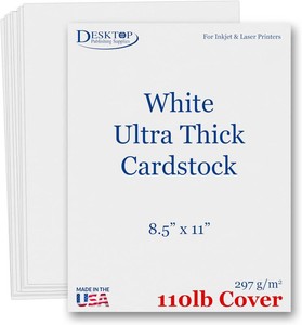 $24 White 110lb Cover (300gsm) Cardstock 8.5x11 - Ultra Heavyweight Thick Card Stock, Smooth Bright White Printer Paper - Invitations, Menus, Posters, Brochures, Crafts - InkjetLaser Printers -100 Sheets