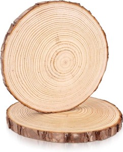 $15 FSWCCK 2 Pack Nature Unfinished Round Wood Slices, 8-9 Inches Wooden Circle, Large Wood Slabs for Weddings Centerpieces Decor and DIY Painting Crafts (8-9)
