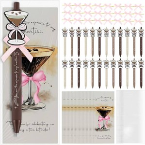 $12 Sinload 24 Sets Espresso Martini Gifts Bulk Martini Pens with Cocktail Greeting Cards a Tini Bit Older Birthday Gifts for Women 21st 25th 30th Birthday Wedding Graduation Summer Party Supplies